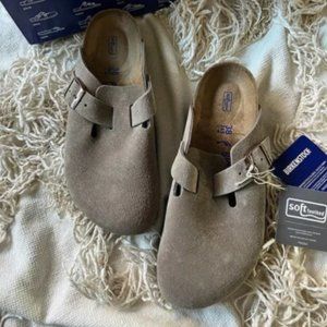 Birkenstock Boston Suede Leather Clogs Soft Footbed Faded Kahki. Only worn once
